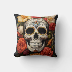 Sugar Skull Blumenwirbel Kissen