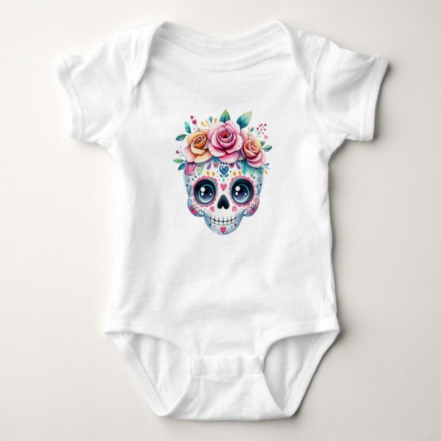 Sugar Skull Bodysuit Baby Strampler (Vorderseite)