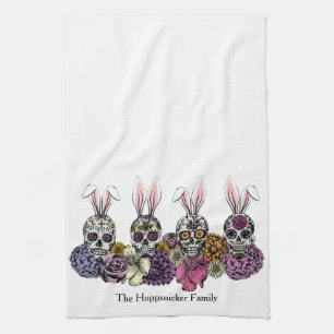 Sugar Skull Bunnies Gothic Oaster Geschirrtuch