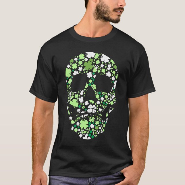 Sugar Skull C Skeleton Kleeblatt Irish St Saint Pa T-Shirt (Vorderseite)