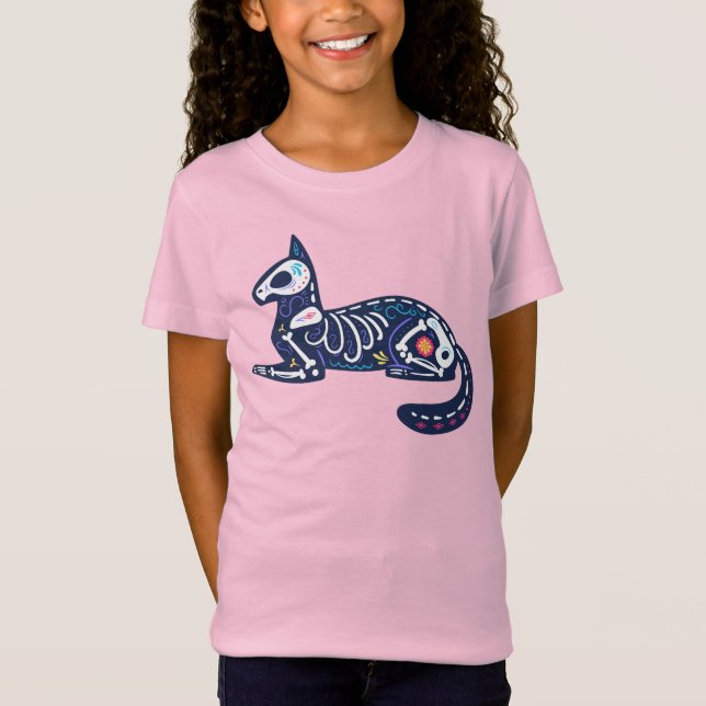 Sugar Skull Calavera Cat II T-Shirt (Vorderseite)