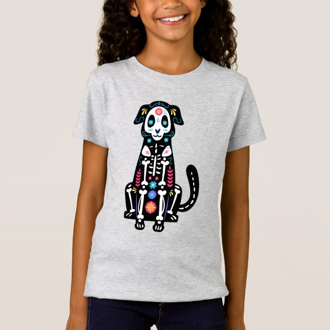 Sugar Skull Calavera Hund IV T-Shirt (Vorderseite)