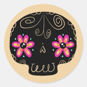 Sugar Skull Calaverita Tag der Toten Runder Aufkleber