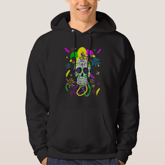 Sugar Skull Carnival Mask Jester Hat Mardi Gras Hoodie (Vorderseite)