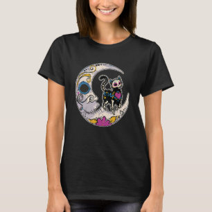 Sugar Skull Cat Moon Dia De Los Muertos Mexican Da T-Shirt