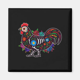 Sugar Skull Chicken Dia De Muertos Halloween Tag O Magnet