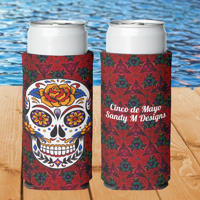 Sugar Skull Cinco de Mayo Personalisieren Sie Ihre Selters Dosenkühler (Von Creator hochgeladen)