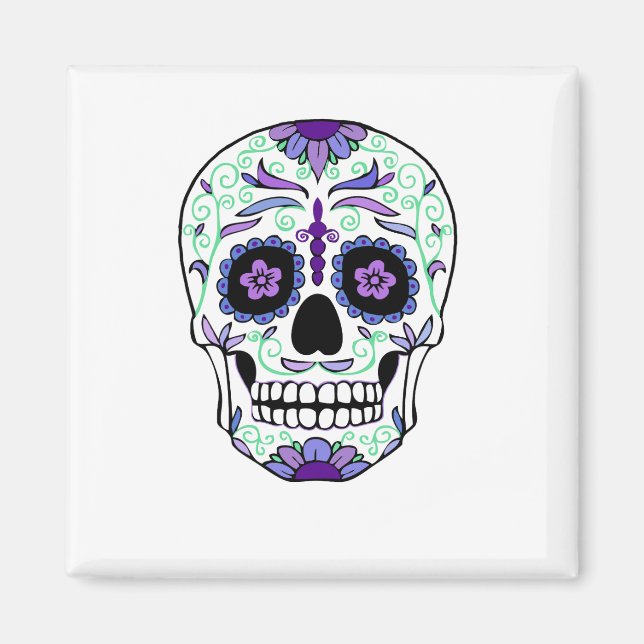 Sugar Skull Day of the Dead Día de Muertos Magnet (Vorne)