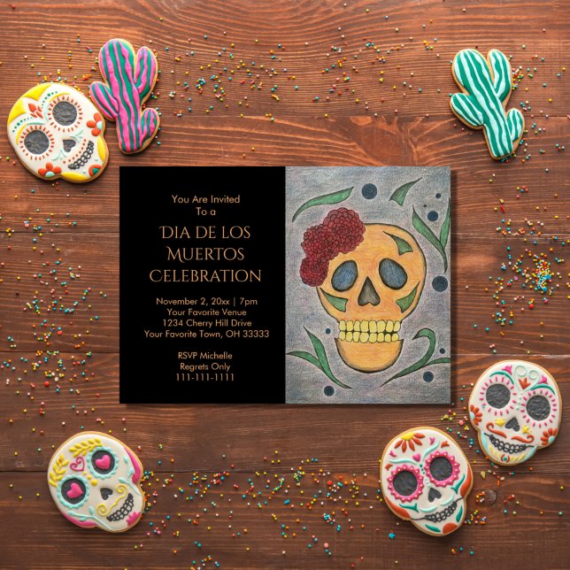 Sugar Skull Day of the Dead Halloween Einladung (Von Creator hochgeladen)