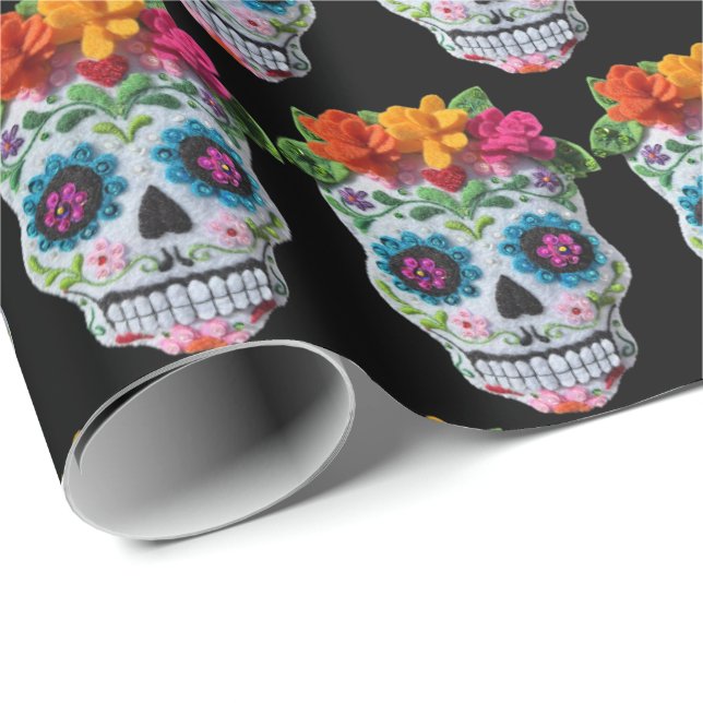 Sugar Skull Day of the Dead Mexican Celebration Geschenkpapier (Rolleneckpunkt)