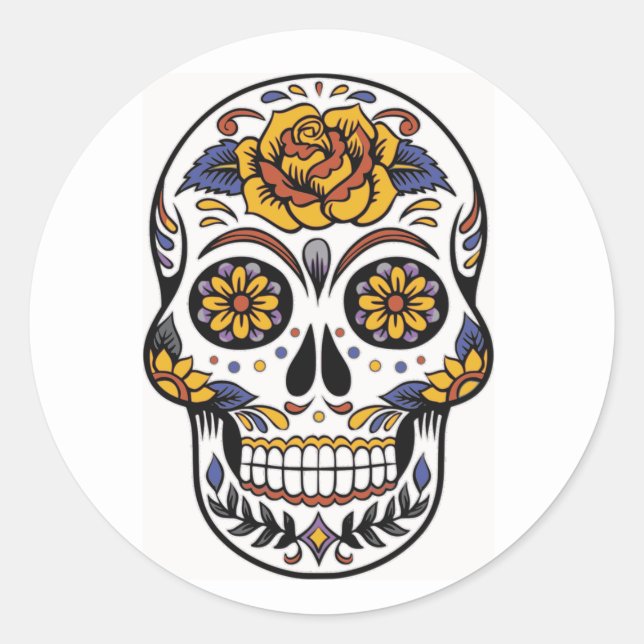 Sugar Skull Day of the Dead Sticker (Vorderseite)