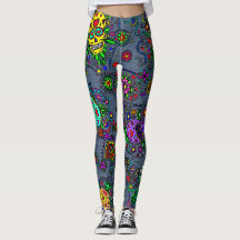 Sugar Skull Denim-Look-Leggings für Damen