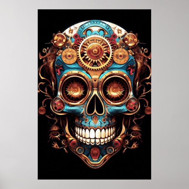 Sugar Skull Designs Cool Guy in a Cool Hat on Wall Poster (Vorne)