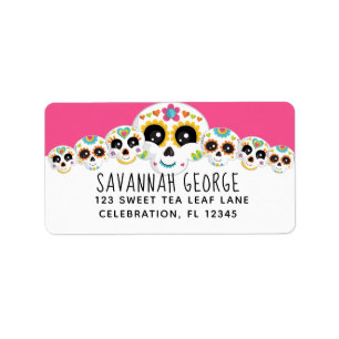 Sugar Skull Dia de La Muerte Halloween Geburtstag Adressaufkleber