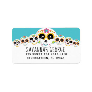 Sugar Skull Dia de La Muerte Halloween Geburtstag Adressaufkleber