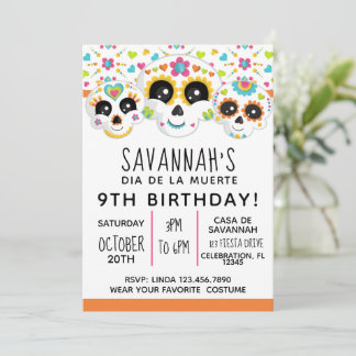 Sugar Skull Dia de La Muerte Halloween Geburtstag Einladung