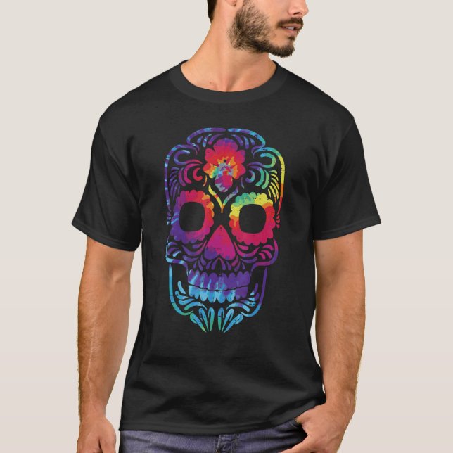 Sugar Skull Dia De Los Muertos Halloween Kostüm W T-Shirt (Vorderseite)
