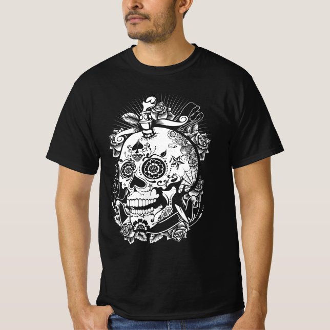 Sugar Skull - Día de los Muertos Halloween T-Shirt (Vorderseite)