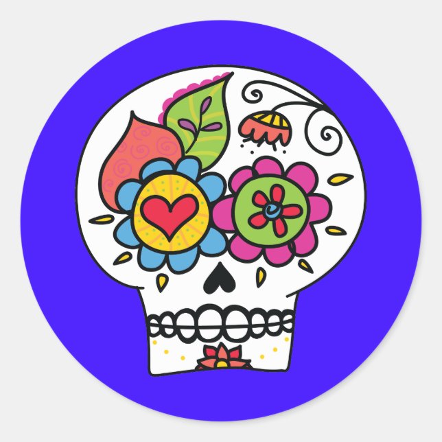 Sugar Skull, Dia de Los Muertos Stickers (Vorderseite)