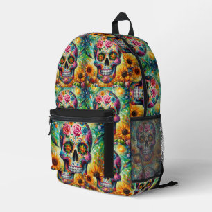 Sugar Skull Dia De Los Muertos Tag der Toten Bedruckter Rucksack