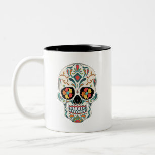 Sugar Skull Dia De Los Muertos Tag der Toten Zweifarbige Tasse