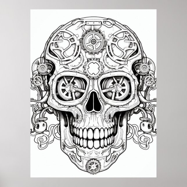 Sugar Skull Drawing Art for Kids + Adults Wall Poster (Vorne)
