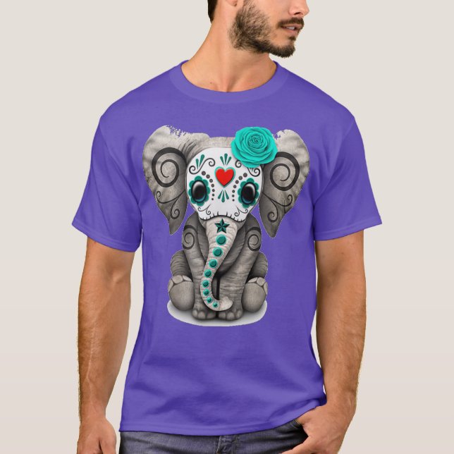 Sugar Skull Elephant T shirt Day Of The Dead (Vorderseite)