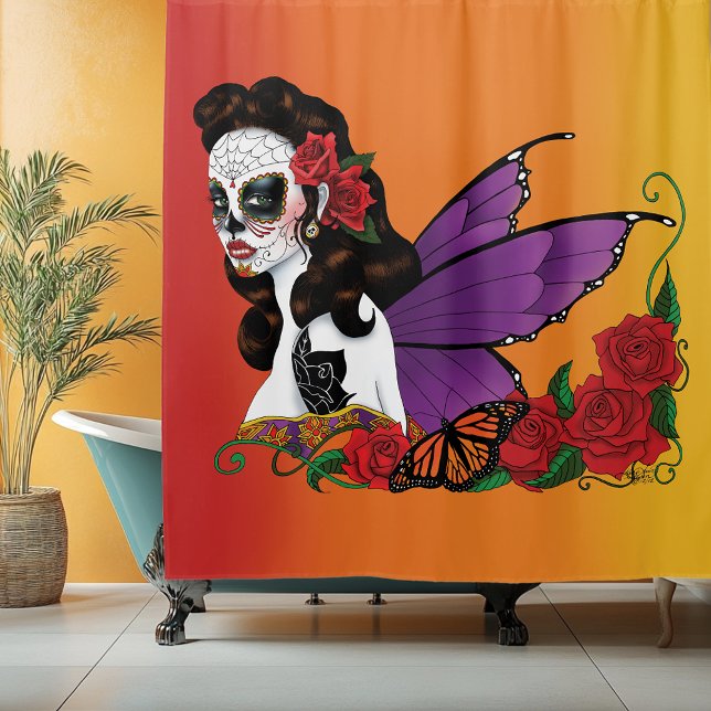 Sugar Skull Fairy Sunset Duschvorhang (Von Creator hochgeladen)