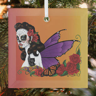Sugar Skull Fairy Sunset Ornament Aus Glas