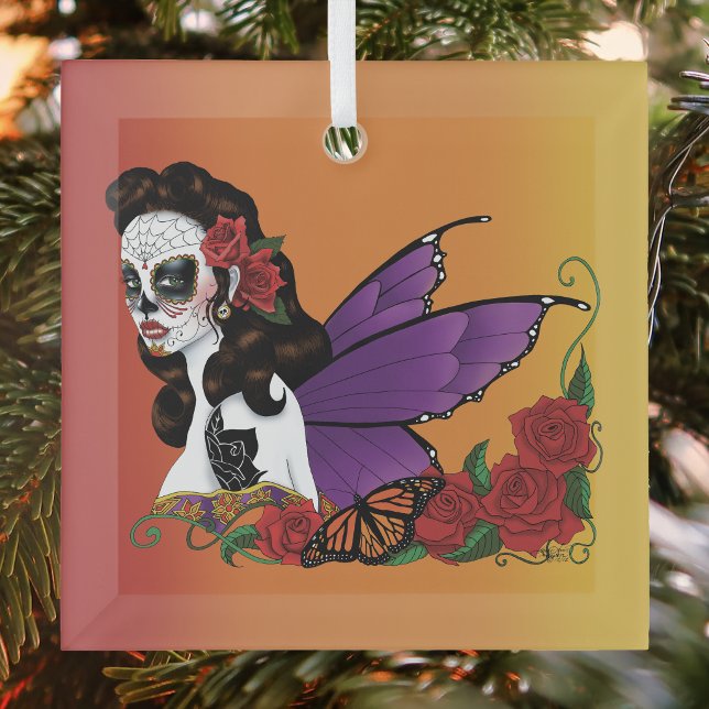 Sugar Skull Fairy Sunset Ornament Aus Glas (Von Creator hochgeladen)