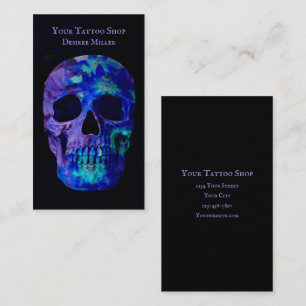 Sugar Skull Farben Blau Aquamarine Lila Tattoo Sho Visitenkarte