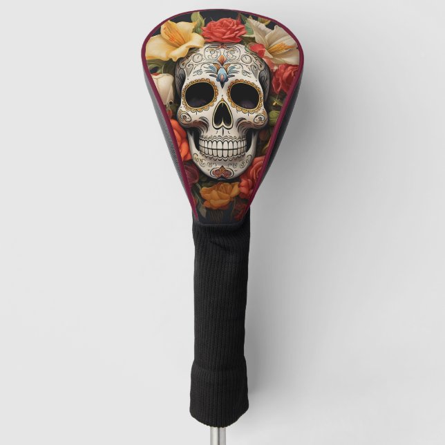 Sugar Skull Floral Golf Head Cover Golf Headcover (Vorderseite)