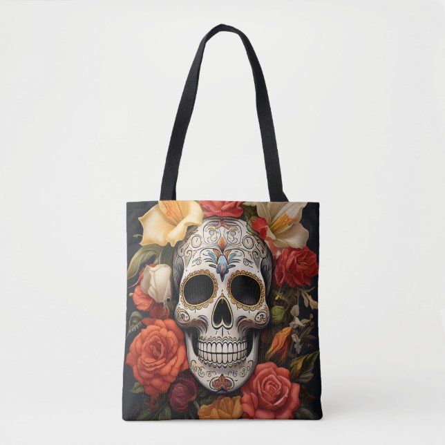 Sugar Skull Floral Tasche (Vorderseite)