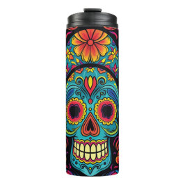 Sugar Skull Folk Art Day of the Dead Halloween Thermosbecher