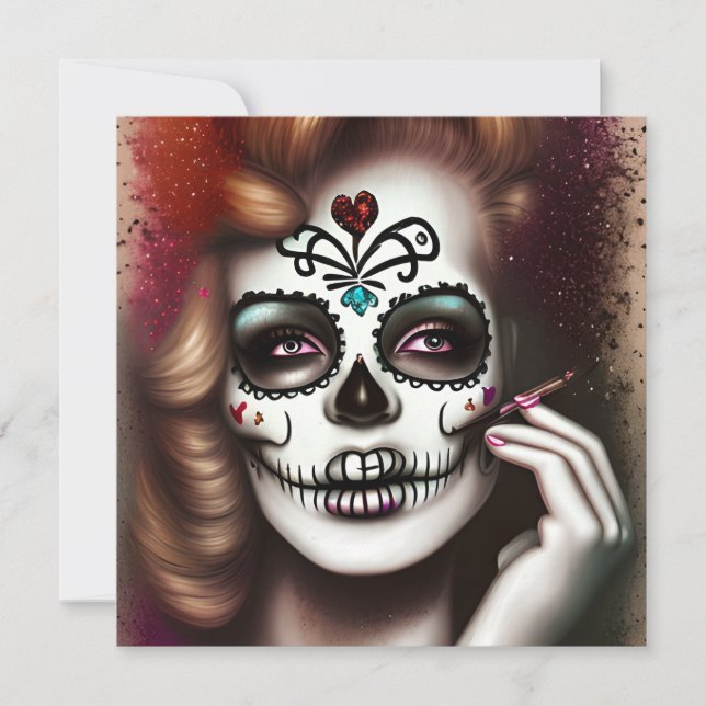 Sugar Skull Frau Dark Grunge Gothic Stea Mitteilungskarte (Vorderseite)