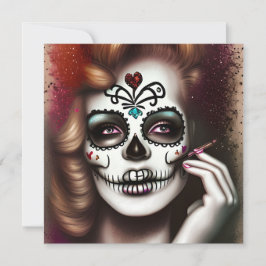 Sugar Skull Frau Dark Grunge Gothic Stea Mitteilungskarte