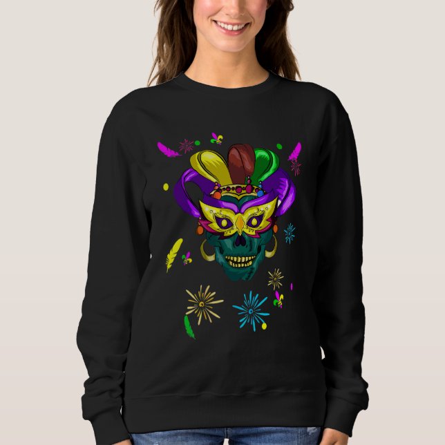 Sugar Skull Funny Carnival Mask Jester Hat Best Ma Sweatshirt (Vorderseite)