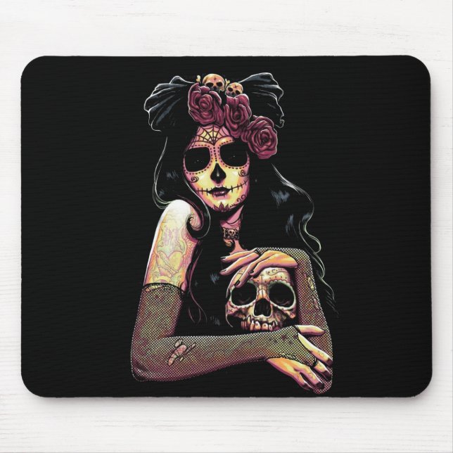 Sugar Skull Girl, Dia de los Muertos #11 Mousepad (Vorne)