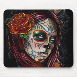 Sugar Skull Girl, Dia de los Muertos #7 Mousepad