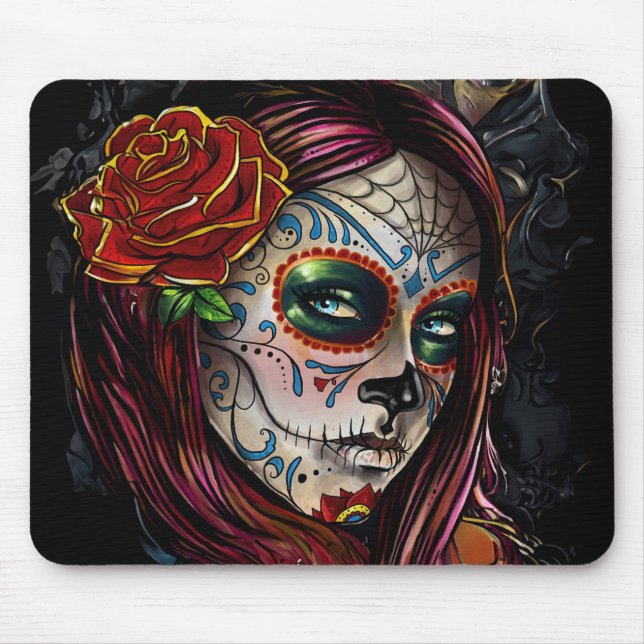 Sugar Skull Girl, Dia de los Muertos #7 Mousepad (Vorne)