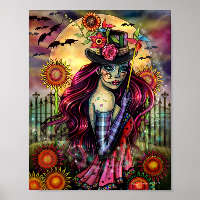 Sugar Skull Girl Fantasy Art von Molly Harrison Poster (Vorne)