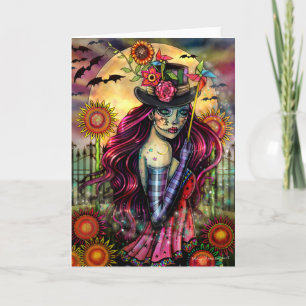 Sugar Skull Girl Halloween Fantasy Art Blank Card Karte