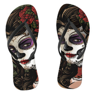 Sugar Skull Girl - Paar Flip Flops