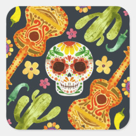 Sugar Skull & Guitars Dia de Muertos | Aufkleber