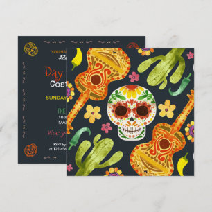 Sugar Skull & Guitars Dia de Muertos Einladung