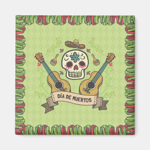 Sugar Skull & Guitars Dia de Muertos   Magnet