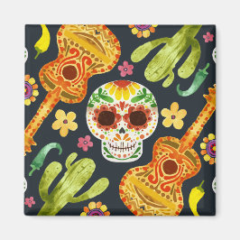 Sugar Skull & Guitars Dia de Muertos | Magnet