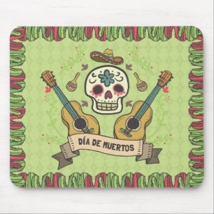 Sugar Skull & Guitars Dia de Muertos   Mousepad
