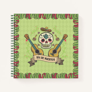 Sugar Skull & Guitars Dia de Muertos   Notebook Notizbuch
