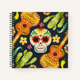 Sugar Skull & Guitars Dia de Muertos   Notebook Notizbuch